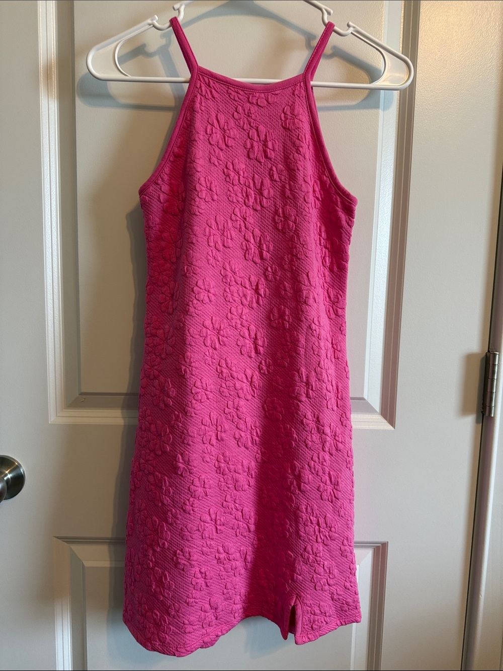 art class Hot Pink Floral Textured Halter Dress